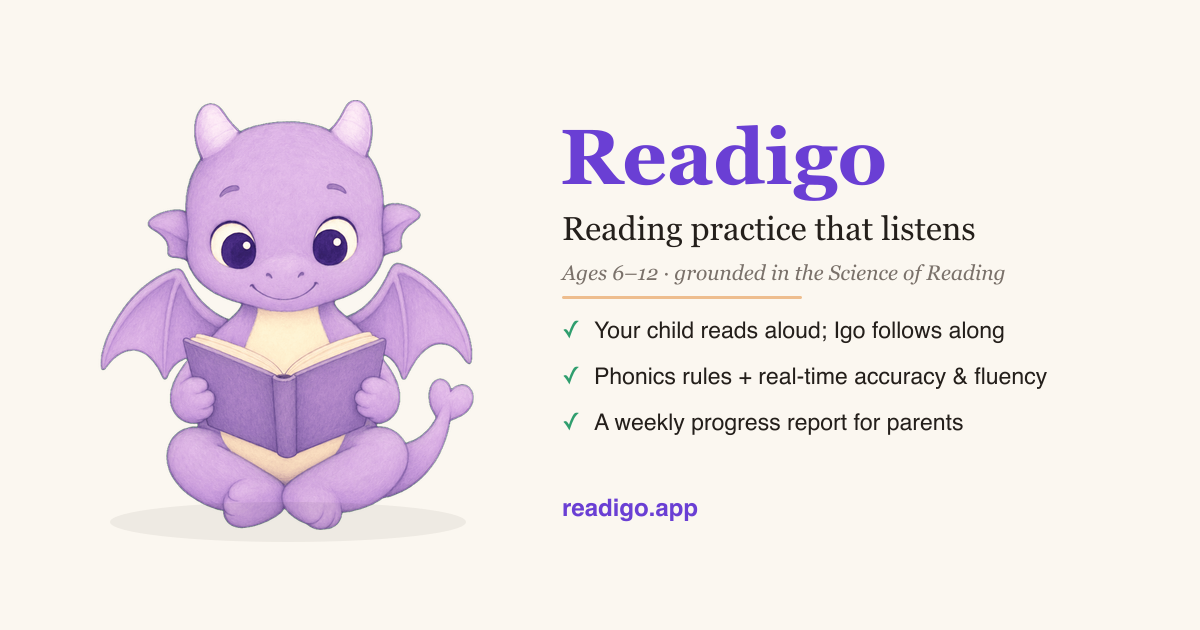 Readu Readigo - Reading Practice App for Kids 6–12 | Phonics-Based